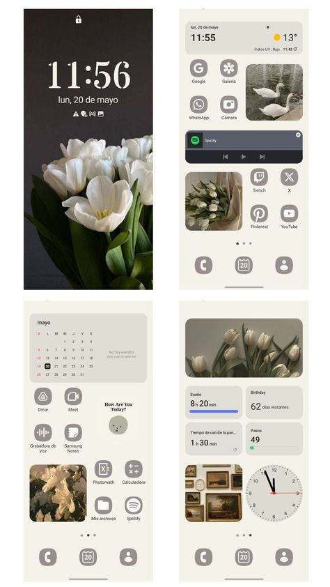 Good Home Screen Ideas, Phone Layout Ideas Android Samsung, Samsung Phone Layout Ideas, Samsung Customization Ideas, Cute Samsung Wallpapers, Samsung Layout Ideas, Samsung Home Screen Layout, Phone Layout Samsung, Samsung Theme Ideas