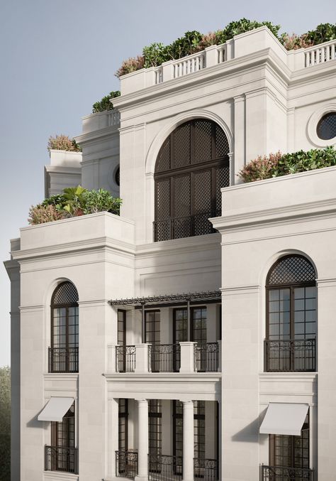 Residence in Mumbai — Sebastian Treese Architekten European Elevation Designs, Modern European Architecture, Classical Modern House, Neo Classic Building, European Buildings Architecture, European Classic House, Neo Classical Architecture Facade, New Classic Architecture Building, Classic Facade Architecture