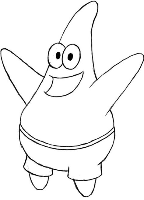 Spanjbob Draw, Spongebob Sketch, Draw Patrick Star, Spongebob Squarepants Drawing, Patrick Drawing, How To Draw Spongebob, Draw Spongebob, Animal Sketches Easy, Cartoon Outline