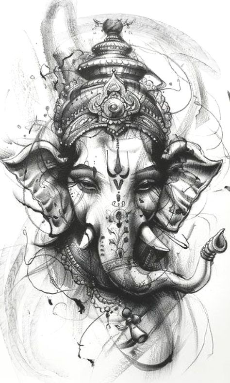 Ganesha Tattoo Mandala, Beautiful Spine Tattoos, Ganesha Art Illustration, Ganesha Sketch, Ganesh Tattoo, Om Tattoo Design, Spine Tattoo Ideas, Hindu Tattoo, Ganesha Drawing