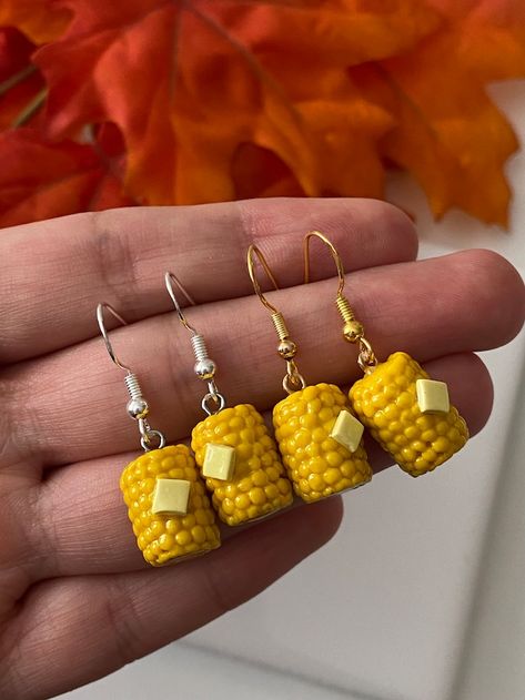 MannysMiniatures - Etsy Silly Earrings, Corn Earrings, Crazy Earrings, Jewelry Closet, Mexican Earrings, Easter Earrings, Food Earrings, Miniature Things, Corn On The Cob