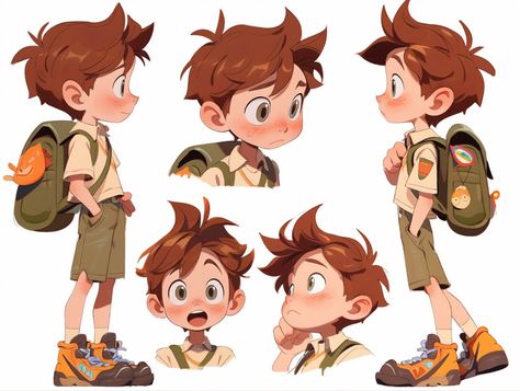 Character Growing Up, Character Scene Illustration, Character Design Adventurer, Drawing Kids Character Design, Toddler Character Design, Children Drawing Reference, Charectors Design Idea, Kid Character Art, Young Boy Character Design