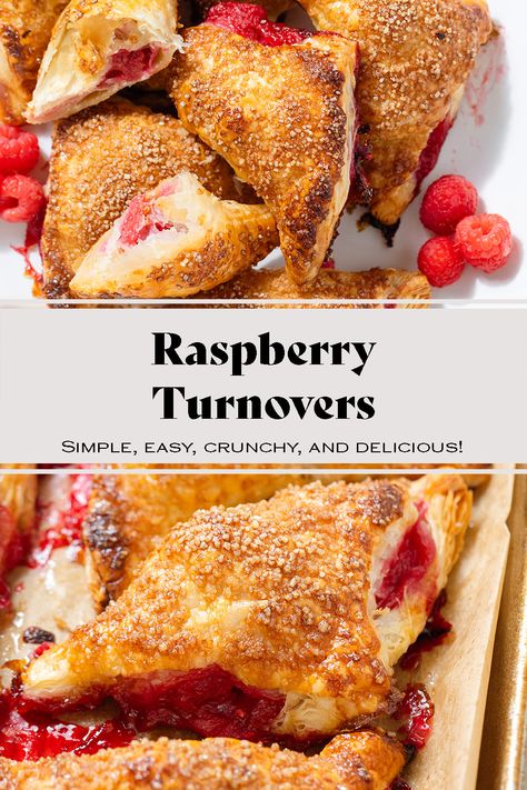 These flaky buttery Raspberry Turnovers are made with puff pastry and fresh raspberries. It's one of the simplest desserts but so delicious! You only need 6 simple ingredients and about 15 minutes of hands-on time! Kids love them and they're freezer-friendly! Raspberry Turnovers, Peach Banana Smoothie, Lattice Crust, Lemon Smoothie, Pie Pastry, Quick Cake, Breakfast Appetizers, Hand Pie, Spinach Smoothie