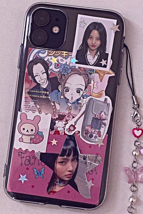 Y2K Aesthetic iPhone Case Phone Deco Sticker, Phone Cases Charms, Decorated Phone Cases With Stickers, K Pop Phone Case Ideas, Phone Collage Case, Phone Case Stickers Kpop, Photocard Phone Case Ideas, Phone Cases With Charms, Decorate My Phone Case