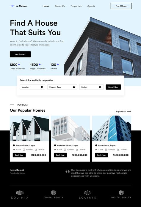 Real Estate Landing Page, Webpage Design Layout, Real Estate Website Templates, Real Estate Landing Pages, Real Estate Website Design, Inmobiliaria Ideas, Palettes Color, Landing Page Inspiration, Best Website Design