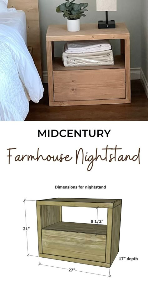 How To Build A Bedside Table, Bedside Table Plans Diy, Homemade Bedside Table Night Stands, Diy Bedroom End Tables Night Stands, Diy Wooden Nightstand Simple, Bedside Diy Table, Hardwood Nightstand Plans, Anna White Nightstand Plans, Diy Wood Nightstand Simple