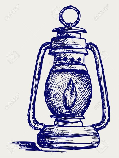 Lamp Doodle, Lantern Drawing, Lantern Tattoo, Old Lanterns, Pen Art Work, Bottle Drawing, Pen Art Drawings, Drawing Examples, Simple Line Drawings