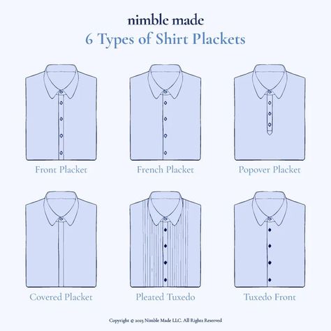 What is a Placket? | Everything About the Shirt Placket - Nimble Made Types Of Plackets, Cotton Dress Shirt With Concealed Placket, Classic Cotton Shirt With Concealed Placket, Hidden Button Placket, Button-up Shirt With Concealed Placket For Daywear, Classic Button-up Shirt With Concealed Placket, Race Day, Types Of Shirts, Turn Ons