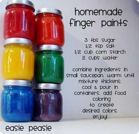 Easy DIY Crafts for Kids to Make | Fun Homemade Finger Paints | DIY Projects & Crafts by DIY JOY at http://diyjoy.com/pinterest-crafts-for-kids-diy-paint Messy Activities For Preschool, Infant Process Art, Juniper Crafts, Homemade Paint For Kids, Puff Paint Crafts, Diy Finger Paint, Head Start Activities, Toddler Painting Activities, Finger Painting For Toddlers