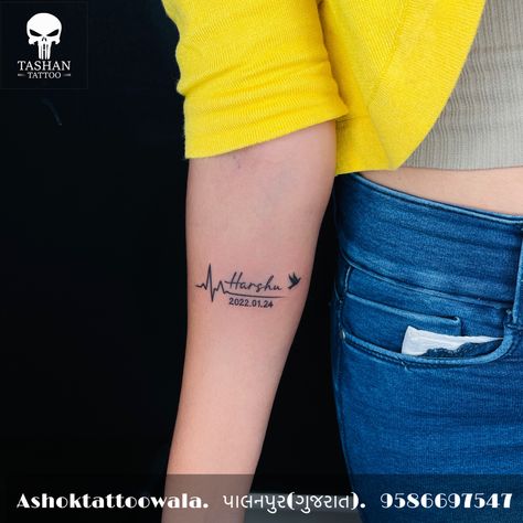 TashanTattoo
AshokTattooWala
S.20. Tirupati plaza
Opp. New bus stand
Near gd modi collage
Palanpur (gujrat)
9586697547
9687533310 Date And Name Tattoo Ideas, Harsh Name Tattoo, Name Date Tattoo Ideas, Name With Date Tattoo, Name Tattoo Design, Date Tattoo, Date Tattoos, Hand Tattoos For Girls, Couple Tattoos Unique