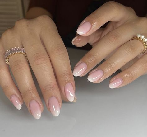 Short Almond Nails, Pink Ombre Nails, Casual Nails, Short Almond, Neutral Nails, Homecoming Nails, Bridal Nails, Baby Boomer, Fire Nails