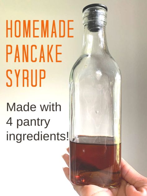 How To Make Pancake Syrup at Home - 4 Hats and Frugal Healthy Pancake Syrup Alternative, Making Syrup For Pancakes, How To Make Pancake Syrup At Home, How To Make Syrup For Pancakes Easy, Diy Pancake Syrup Easy, How To Make Homemade Syrup, Pancake Syrup Alternative, Breakfast Syrup Recipe, Syrup Alternatives For Pancakes