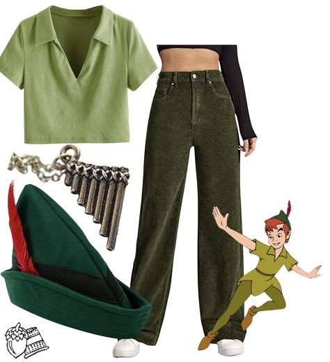 Peter Pan Disneybound, Bach Games, Peter Pan Outfit, Peter Pan Hat, Disney Bounding Outfits, Bounding Outfits, Robin Hood Costume, Book Week Ideas, Peter Pan Costumes