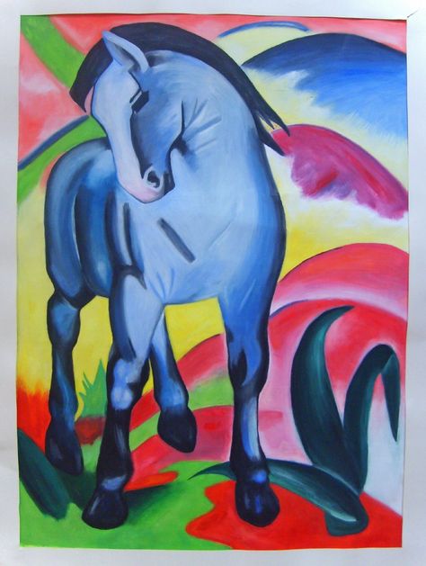 Blue Horse - Franz Marc by elilith666 Horse Bedrooms, Famous Artists Paintings, Istoria Artei, Franz Marc, German Expressionism, Abstract Horse, Art Lessons For Kids, Blue Horse, Marc Chagall