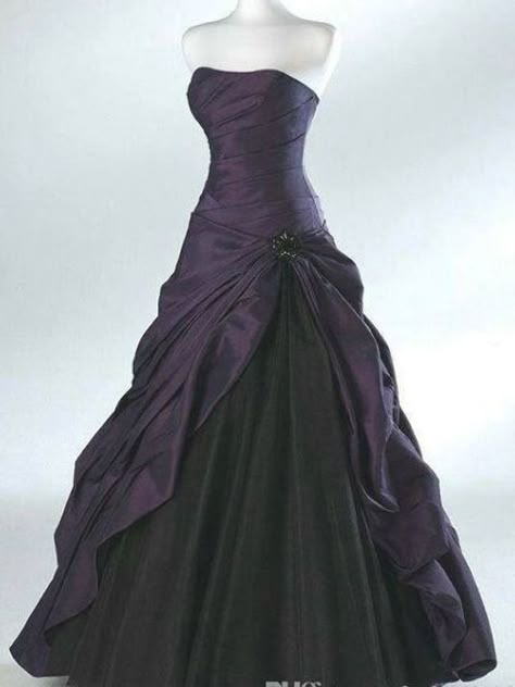 Black And Dark Purple Sleeveless Pleated Ball Gown Wedding Dress with Cascade Skirt Sweetheart Neckline Floor Length Corset Bridal Dress Sleeveless Wedding Dress Vintage Wedding Dress Ball Gown Wedding Dress Online with $156.14/Piece on Fuchisabridal's Store | Mermaid Wedding Dress Black, Fitted Mermaid Wedding Dress, Black And Purple Wedding, Pleated Ball Gown, Cascade Skirt, Gothic Wedding Dresses, Dark Purple Dresses, Wedding Dress Ball Gown, Wedding Dress Black