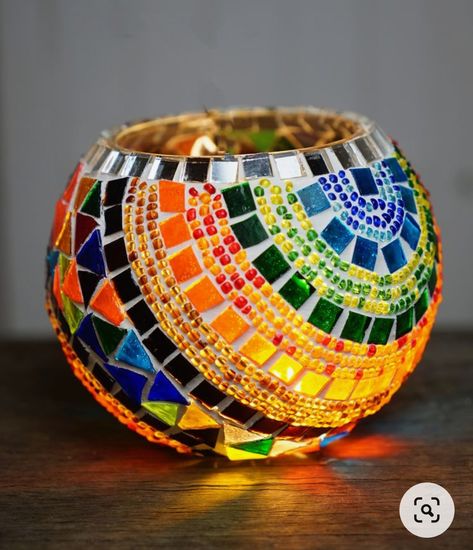 Mosaic Candle Holders, Table Candle Holders, Mosaic Candle, When The Sun Hits, Turkish Mosaic Lamp, Mosaic Flower Pots, Marble Candle Holder, Mosaic Art Projects, Mosaic Tile Art