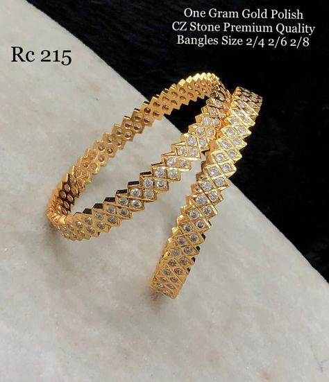 One gram gold polish CZ stone work bangles . WhatsApp messages to 9176125330 for more information . No calls Stone Gold Bangles Indian, Gold Stone Bangles Indian Design, Walima Ideas, Fashion Jewelry Necklaces Gold, Gold Bangles Indian, Jewelry Necklaces Gold, New Gold Jewellery Designs, Baby Bangles, Arts Gallery