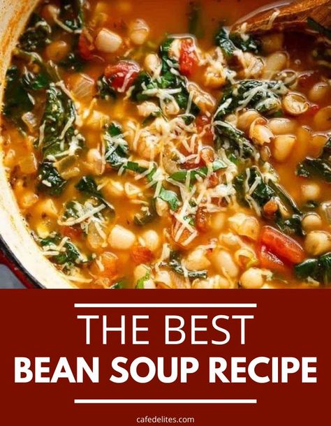 Best Bean Soup, Soup Easy Quick, Hearty Bowls, Spicy Bean Soup, White Bean Kale Soup, Gooseberry Recipes, Parmesan Spinach, Soup With Spinach, Soup Quick