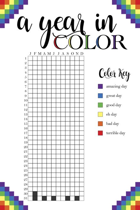 year in color template Year Checklist 2023, 2023 Journal Template, Daily Planner Drawing Ideas, Planer Template Aesthetic, 2024 Plans Aesthetic, A Year In Color Mood Tracker, 2023 Checklist Template, Goodnotes Journaling Template, Year Planner Ideas 2024