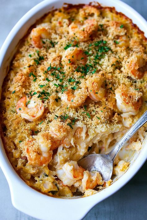 Crab and Shrimp Casserole Shrimp And Crab Pasta Recipes, Shrimp And Crab Casserole, Shrimp And Crab Pasta, Shrimp And Rice Casserole, Shrimp Casserole Recipes, Crab Casserole, Seafood Casserole Recipes, Shrimp Casserole, Crab And Shrimp