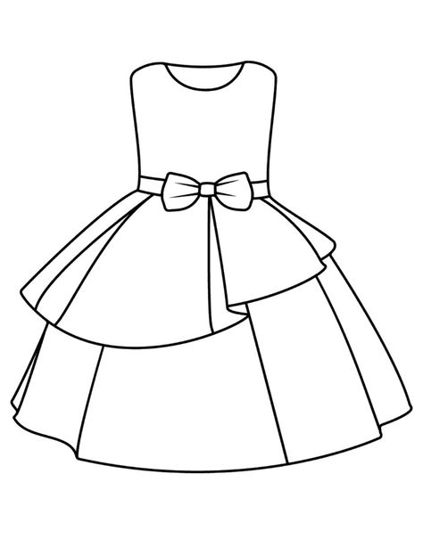 Dress Colouring Pages, Frock Sketch, Frock Drawing, Painting Sheets, Frock Models, Kids Frock, Easy Disney Drawings, Abc Coloring Pages, Geometric Design Art