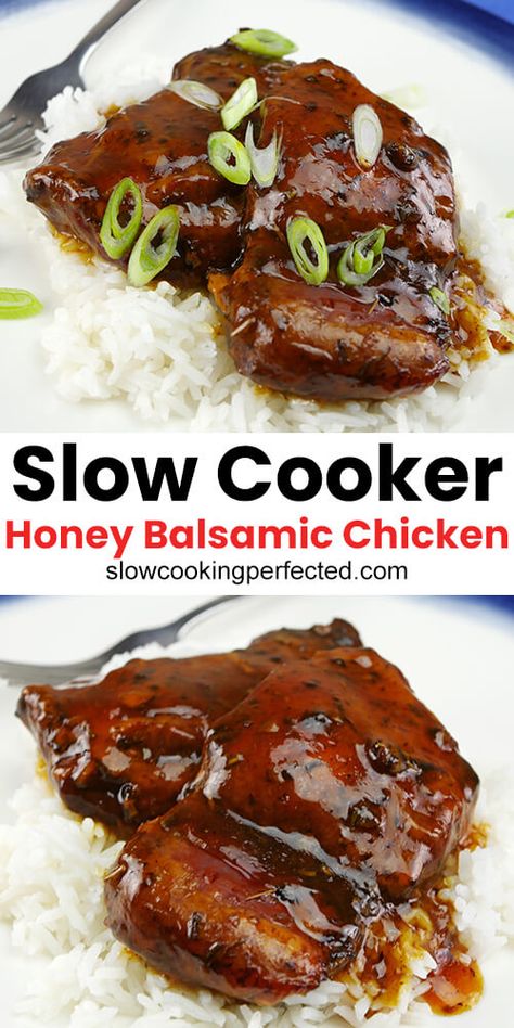 Slow Cooker Balsamic Chicken, Honey Balsamic Chicken, Balsamic Chicken Recipes, Honey Balsamic, Slow Cooker Dinner, Balsamic Chicken, Crockpot Dishes, Chicken Slow Cooker Recipes, Crock Pot Slow Cooker