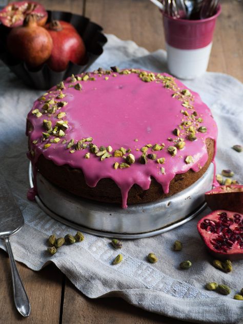 Pistachio & Pomegranate Cake — Kulinary Adventures of Kath Pomegranate Cake, Coffee Cake Breakfast, Coffee With A Friend, Lemon And Coconut Cake, Flavour Combinations, Cake Breakfast, Matcha Cake, Having Coffee, Summer Baking