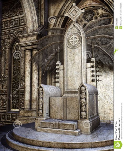 halloween stone throne | Stone throne with skulls Stone Throne, Skulls Illustration, Fantasy Stone, Royal Throne, Throne Chair, Royalty Aesthetic, Throne Room, Comic Style, Fantasy Concept Art