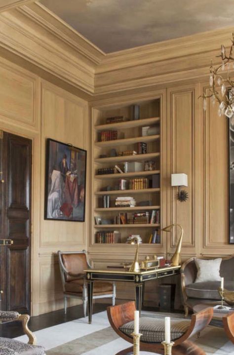 Jean Louis Deniot Interiors, Neo Classical Interior Design, Jean Louis Deniot, European Interiors, Classical Interior Design, Classical Interior, Parisian Interior, Built In Cabinet, Classic Interior Design