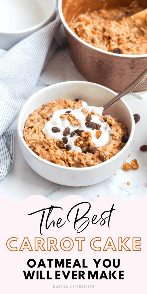 Healthy Carrot Cake Oatmeal, Easy Meal Prep Breakfast, Healthy Carrot Cake, Protein Oatmeal, Carrot Cake Oatmeal, Healthy Carrot Cakes, Picky Toddler, Prep Breakfast, Meal Prep Healthy