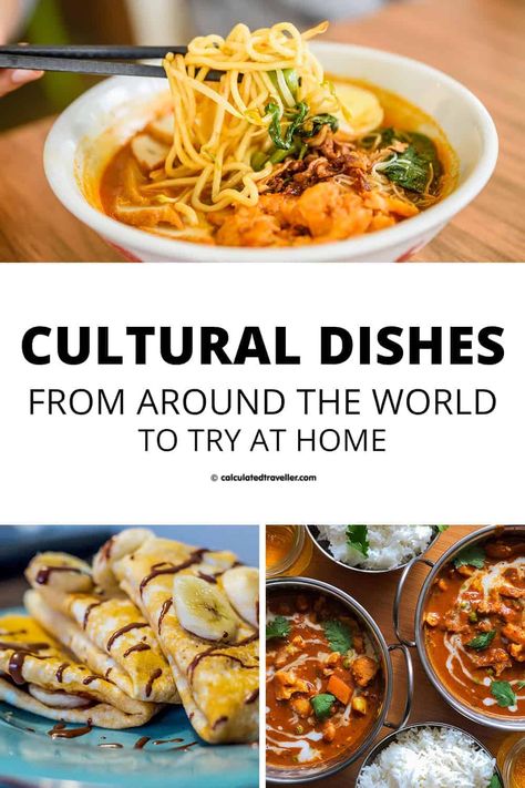 These cultural dishes may not be signature dishes or the best food from the country they represent but they are delicious choices and easy to find locally if you are looking to try some new international foods at home. #world #travel #cuisine #food #international #culture Food International, Cultural Dishes, Cultural Food, Around The World Recipes, International Dishes, Foreign Food, Around The World Food, Food From Around The World, Global Cuisine