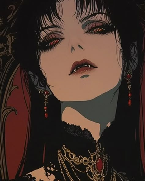 𝕱𝖆𝖓𝖌 𝕮𝖔𝖗𝖊 AI Generated | Gerado por IA | Midjourney #ai #midjourney #vampire Vampire Pfp Girl, Vampire Art Anime, Vampire Fanart, Vampire Drawing, Vampire Woman, Rpg Npc, Witch In The Woods, Vampire Character, Vampire Drawings