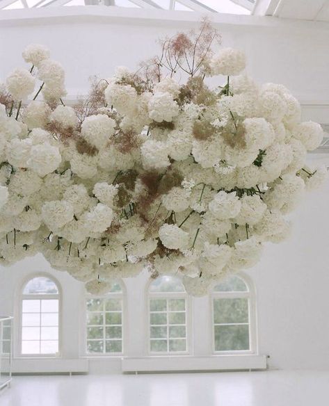 Flower Cloud / Floating florals hanging from the ceiling on The Lane Flowers Hanging, Floral Installation, Flower Installation, Floral Installations, Floating Flowers, Ceiling Installation, The Lane, Hanging Flowers, Floral Inspiration