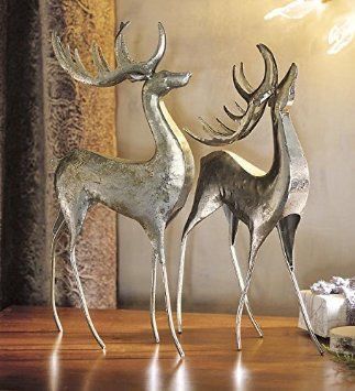 Reindeer Sculpture, Reindeer Statue, Paper Mache Animals, Deer Statues, Reindeer Figurine, Weather Instruments, Reindeer Decorations, Clay Art Projects, Wind Spinners