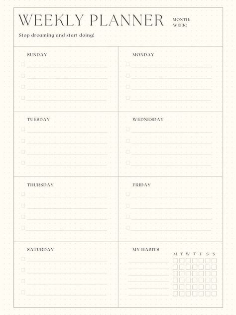 Weekly Planner Aesthetic Template, Minimal Daily Planner, Weekly Planner Free Download, Weekly School Planner Template, Monthly Study Planner Printable, Monthly To Do, Weekly Planner Template Aesthetic, Cute Weekly Planner Template, Aesthetic Weekly Planner Template