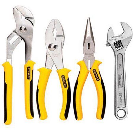 Stanley 4-Piece Plier and Adjustable Wrench Set, 84-558, Multicolor Man Cakes, Cabinets Garage, Storage Rooms, Stanley Tools, Free Stuff By Mail, Tool Organizers, Adjustable Wrench, Medicine Cabinets, Well Pump