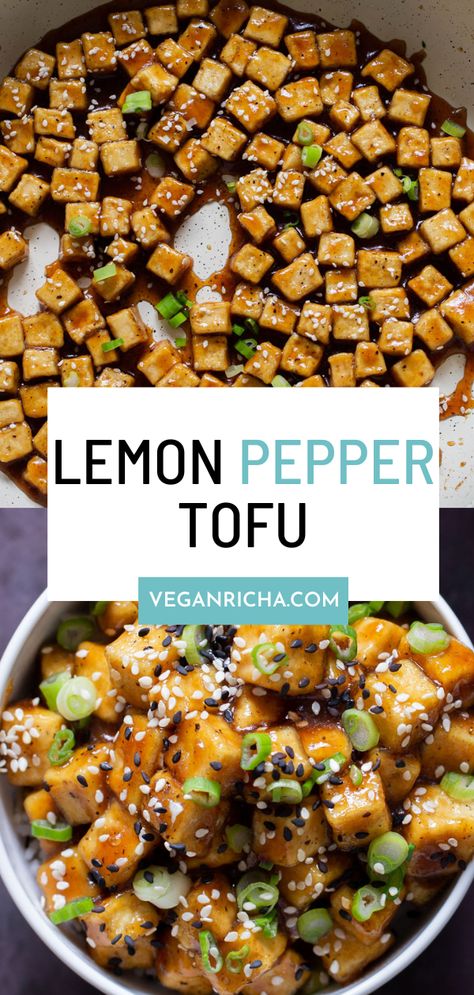 Crispy lemon pepper tofu is a restaurant-style dish that's packed with flavor. The vibrant, lemony sauce is slightly sweet and so addictive! Lemon Pepper Tofu, Vegan Entree Recipes, Pepper Tofu, Best Vegan Breakfast, Entree Ideas, Seitan Recipes, Easy Vegan Meals, Vegan Richa, Vegan Entree