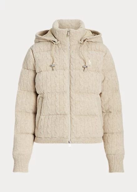 Ralph Lauren Beige Jacket, Ralph Lauren Cable Knit, Knit Coat, Beige Jacket, Polo Ralph Lauren Women, Shorts With Tights, Hooded Coat, Ralph Lauren Womens, Women's Coats & Jackets