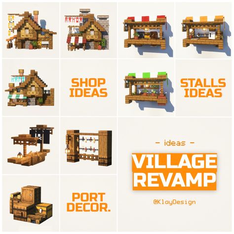 VILLAGE IDEAS! Here’s nine ideas and decoration for a minecraft village revamp! I guess villagers would stop “mwaah -ing” after these ones! 😆🙌 Let me know you’re favorites!! Should I do more? ——————————————— ⁃ 🪴 Follow @klaydesign_mc for more minecraft inspirations! ⁃ 🙌 Complementary Shaders ⁃ 🍳 Repost with credits only! ——————————————— #minecraft #minecraftbuild #minecrafters #minecraftideas #minecraftdesign #minecraftinterior #minecraftapruce #minecrafthouse #minecraftvillage #village #mine... Village Decorations Minecraft, Minecraft Village House Upgrade, Minecraft Spruce Village Ideas, Upgraded Village House Minecraft, Village Upgrade Minecraft, Minecraft Medieval Village Houses, Minecraft Spruce Village, Minecraft Village Revamp, Minecraft Village Upgrade