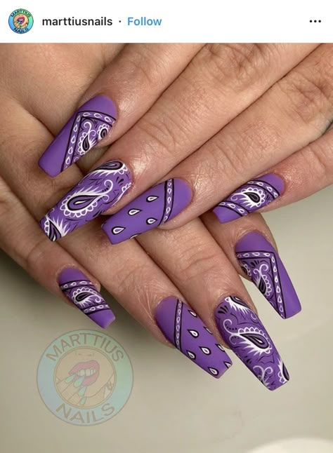 Paisley Nails Design, Navratri Nails, Bandana Nail Art, Paisley Nails, Paisley Nail Art, Bandana Nails, Coffin Nails Designs Summer, Camo Nails, Country Nails