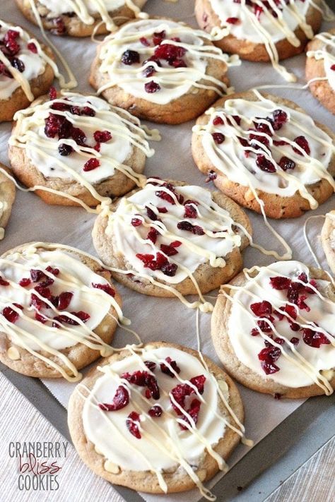 Cranberry Bliss Cookies | Cookies and Cups Cookies With Icing, Cranberry Bliss, Cookies And Cups, Cranberry Cookies, Cranberry Recipes, C Is For Cookie, Christmas Cooking, Cookie Exchange, Cookies Recipes Christmas