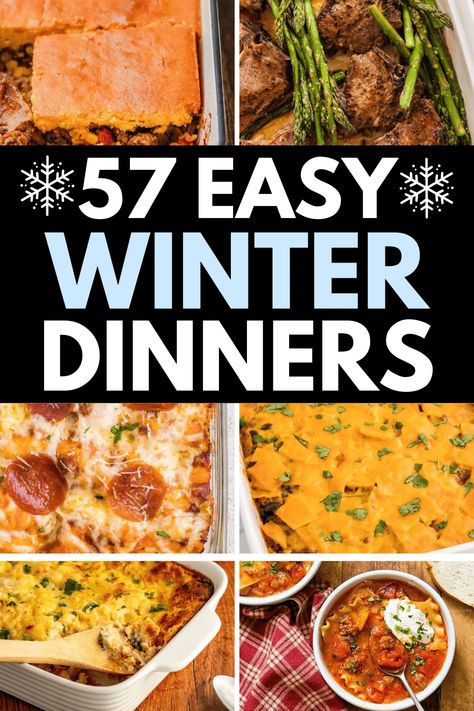 Easy dinner recipes for winter! Cold weather easy winter recipes dinner, quick and easy winter dinner recipes families, quick winter meals easy dinners, winter family dinner ideas, dinner recipes for family winter, sunday dinner ideas winter, easy winter dinner recipes healthy, quick easy winter dinner ideas, easy winter crockpot meals dinners, hearty winter meals cold weather, easy dinner winter recipes, winter food ideas dinner, cozy winter meals easy recipes, winter supper ideas easy dinners. Winter Warming Recipes, Savoury Dinner Ideas, Dinner For Winter Nights, Easy Cold Day Recipes, Meals For Winter Dinners, Easy Recipes For Cold Weather, Winter Dinner Ideas Chicken, Cozy Winter Recipes Dinners, Supper Ideas For Cold Weather