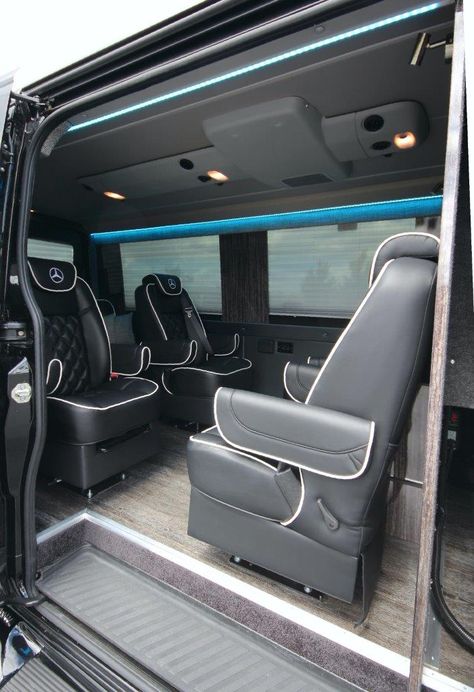 Blacked Out Mercedes Sprinter Van Blacked Out Mercedes, Imvu Car, Transport Aesthetic, Sprinter Interior, Black Trucks, Best Cars For Teens, Vans Aesthetic, Mercedes Benz Vans, Mercedes Sprinter Van