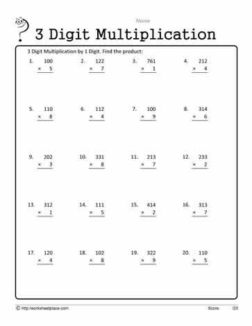 3 Digit by 1 Digit Multiplication Standard Algorithm Multiplication, 1 Digit Multiplication Worksheets, Math Multiplication Worksheets, Education Major, Maths Worksheets, Counting Worksheets, Free Kindergarten Worksheets, Multiplication Worksheets, Math Multiplication