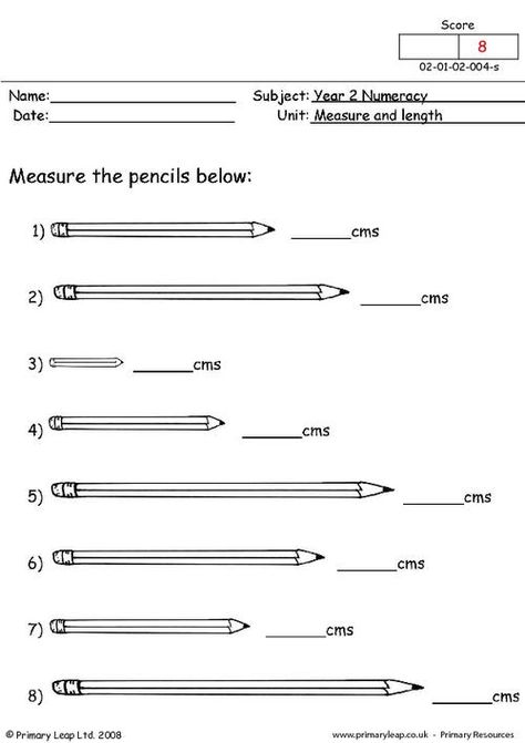 PrimaryLeap.co.uk - Measure and length Worksheet Length Worksheet, Measuring Worksheets, Teaching Measurement, Year 2 Maths, Worksheets 2nd Grade, Measurement Worksheets, Measuring Length, Math Patterns, Measurement Activities