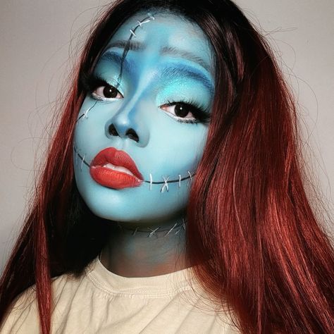 “you don’t need to pretend. not with me.” 🖤✨ (first of all, don’t come for my brows because they would NOT cooperate with me blocking them 🫣😂) but i present to you my next glamoween look that i recreated from a halloween costume i did two year ago: sally from the nightmare before christmas 💖 💋Kerry #glamoween #halloweenmakeup #sally #sallyface #sallynightmarebeforechristmas #nightmarebeforechristmas #halloweenideas #girlyaesthetic Sally Nightmare Before Christmas Makeup, Nightmare Before Christmas Makeup, Sally Makeup, Sally Nightmare, Sally Nightmare Before Christmas, A Halloween Costume, Christmas Makeup, Halloween Make Up, Halloween Make