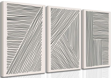 3 Pieces Minimalism Abstract Boho Lines Canvas Wall Art Modern Black and White Neutral Bohemia Geometric Pictures Wall Decor Posters Print Artwork for Living Room Bedroom Office Home Decoration Geometric Pictures, Living Room Oil Painting, Abstract Wall Art Living Room, Printable Wall Art Living Room, Blue Paintings, Geometric Black And White, Pictures Wall Decor, Wall Decor Posters, Living Room Decor Neutral