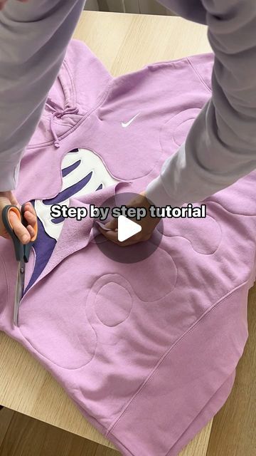 Too Small Hoodie Refashion, Sweatshirt Redo Diy, What To Do With Old Hoodies, Diy Nike Hoodie, Sweatshirt Diy Refashioning, Hand Sewing Projects Clothes, Hoodie Upcycle Diy Sweatshirt Refashion, Reverse Applique Sweatshirt Diy, Diy Sweatshirt Iron On