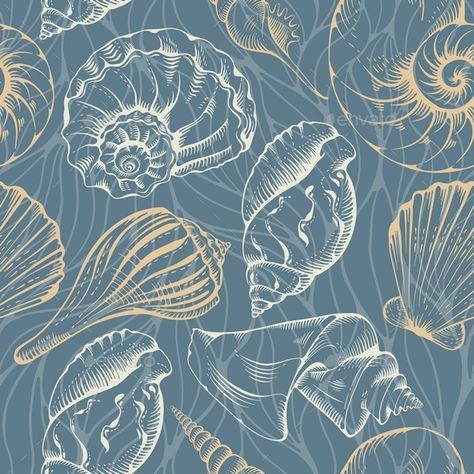 Shell Pattern Design, Shells Background, Coral Artwork, Sea Shell Pattern, Shell Graphic, Sea Life Wallpaper, Seashell Pattern, Sea Pattern, Seashells Patterns