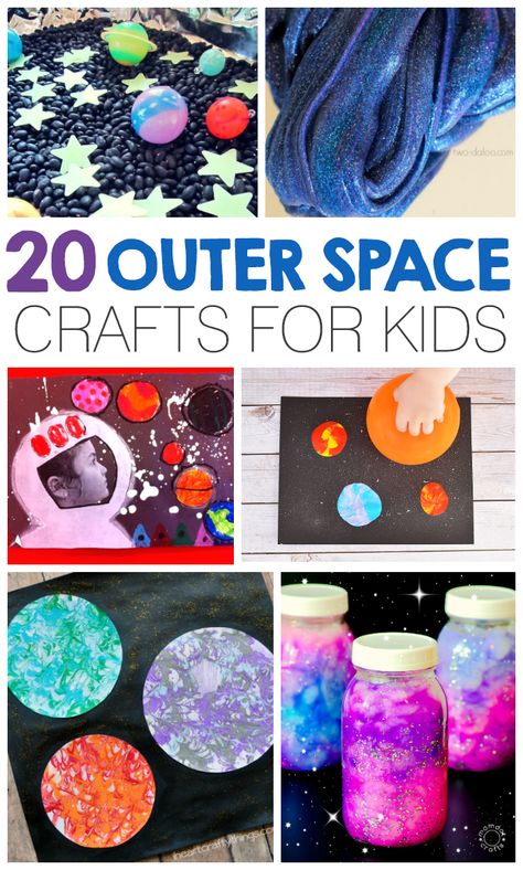 20 Outer Space Crafts For Kids #space #esl #crafts // Manualidades sobre el espacio para niños/as Space Craft Ideas, Outer Space Crafts For Kids, Craft Ideas For Toddlers, Outer Space Crafts, Space Activities For Kids, Space Preschool, Space Crafts For Kids, Space Party Decorations, Space Project